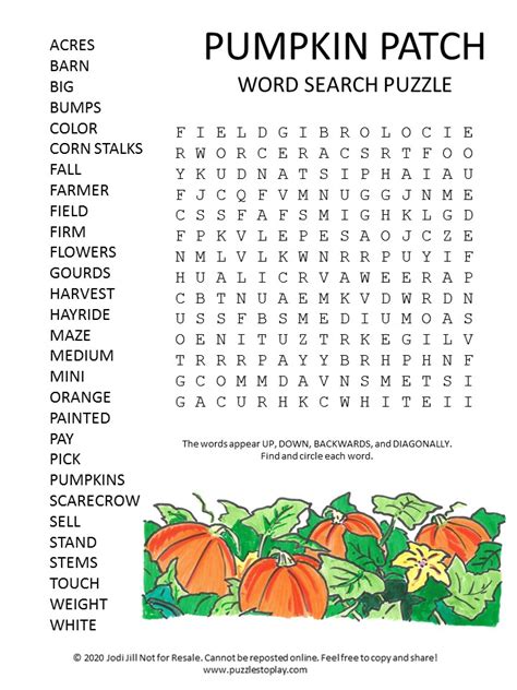 pumpkin patch word search puzzle puzzles  play