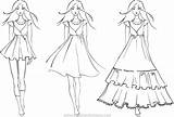 Fashion Dresses Coloring Pages Dress Sketches Sketch Drawing Models Barbie Model Girls Easy Top Stock Illustration Women Getcoloringpages Kids Template sketch template