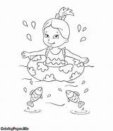 Coloring Swimming Girl Kids Sea Pages Fish Coloringpages Site Girls Posters Tutorial Name Buy Summer sketch template