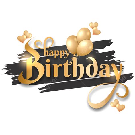 typography  happy birthday golden  black brush luxury design