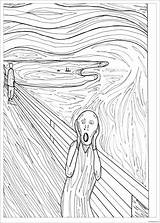 Munch Colorare Edvard Opera Disegno Kunstwerk Cri Adulti Malbuch Erwachsene Justcolor Masterpieces Shivers Give Grito sketch template