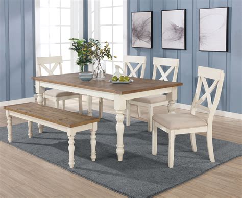 prato  piece dining table set  cross  chairs  bench