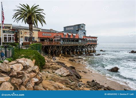 cannery row pier beach monterey bay california editorial photography
