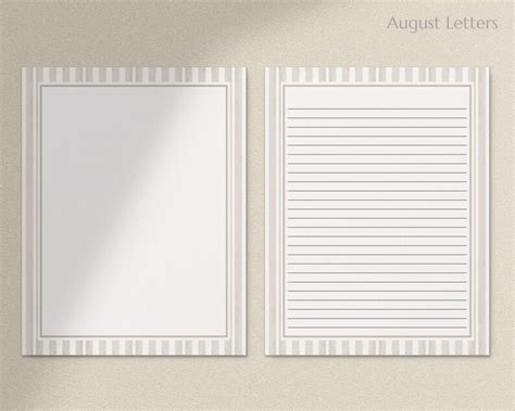 gray striped printable letter writing paper   etsy
