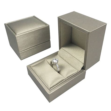 elegant silver gray engagement ring box golden engagement ring wood