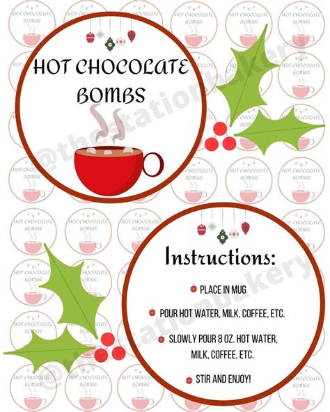 chocolate bomb instructions  printable printable hot chocolate labels