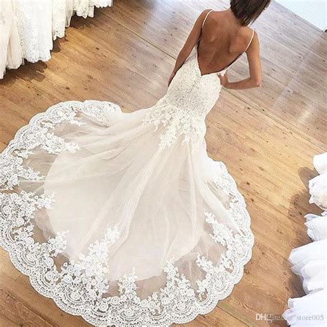 sexy backless wedding dresses lace mermaid v neck long tail summer bridal gowns 2017 vestido de