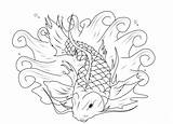 Fish Coloring Koi Pages Printable Detailed Metal Color Drawing Japanese Outline Rush Gold Print Heavy Adults Kids Tattoo Coloring4free Seafood sketch template