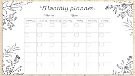 monthly sheet templates word