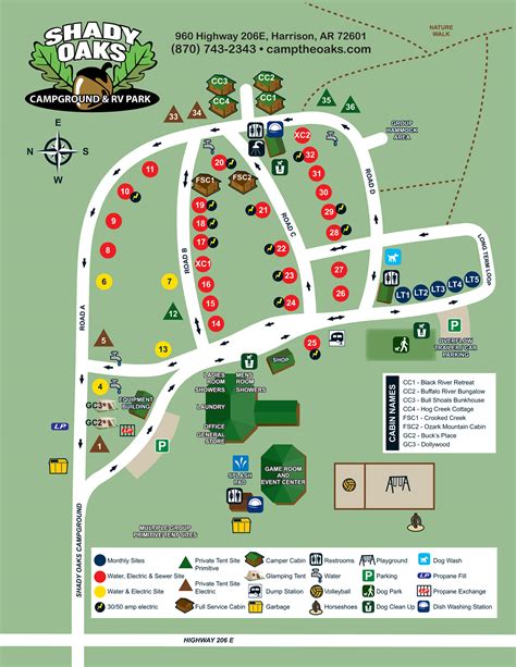 shady oaks campground rv park site map campground rules