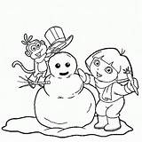Coloring Dora Boots Pages Christmas Make Snowman Print Printable Color Winter Comments sketch template