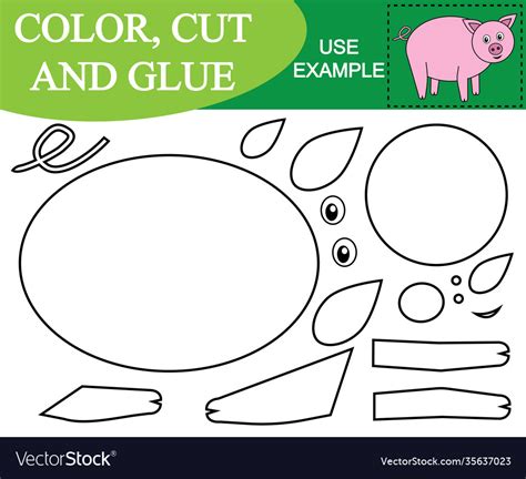 color cut  glue  create image pig royalty  vector