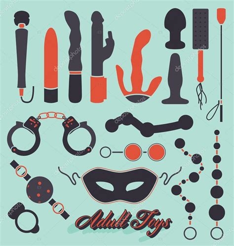 Vector Set Adult Sex Toys Silhouettes — Stock Vector