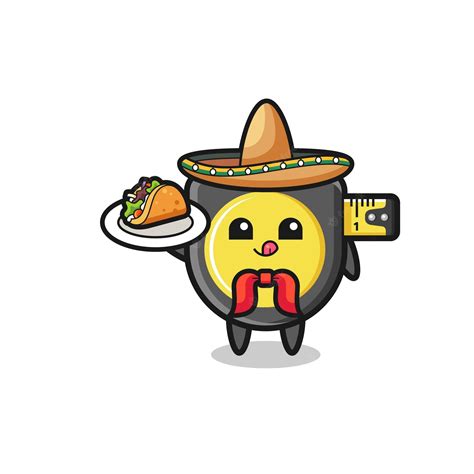Cinta Métrica Mascota Del Chef Mexicano Sosteniendo Un Taco Vector