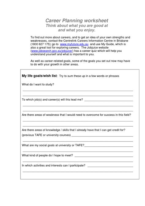 career assessment worksheet worksheetocom