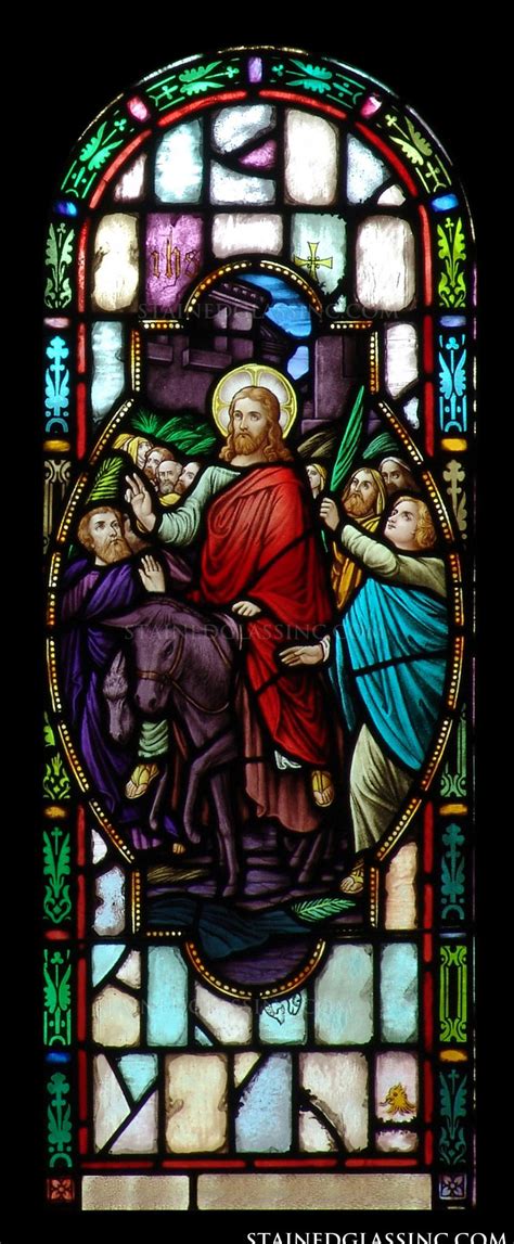 Jesus Triumphal Entry Religious Stained Glass Window