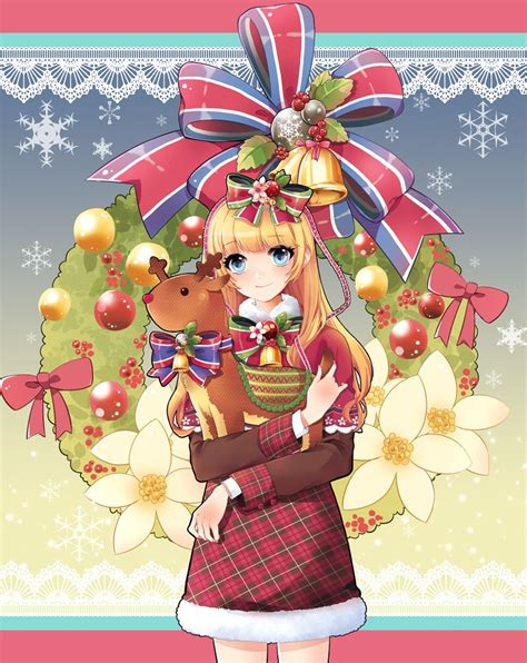 merry christmas happy holidays anime art christmas themed