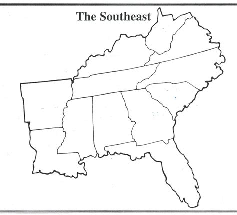 map   southeast region   united states printable map