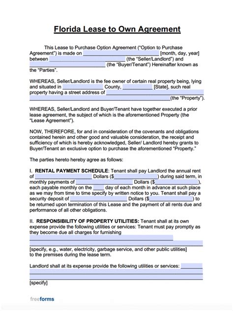 florida lease   agreement form  word