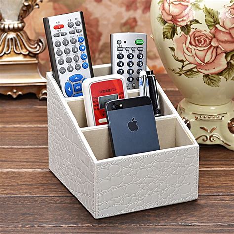 office desk organizer remote control holder desktop storage box  holder leather home househo
