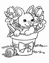 Coloring Baby Cute Rabbit Pages Printable Bunny Kids Rabbits Color Flowers Cartoon Kleurplaat Hmcoloringpages Spring Gif sketch template