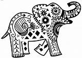 Elephant Tribal Henna Amusants Colorear Elefante Zen Elefantes Getdrawings sketch template