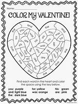 Valentine Kindergarten Valentines Coloring Color Activity Activities Word School Craft Classroomfreebiestoo Crafts Words sketch template