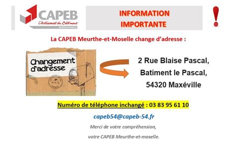 changement dadresse capeb