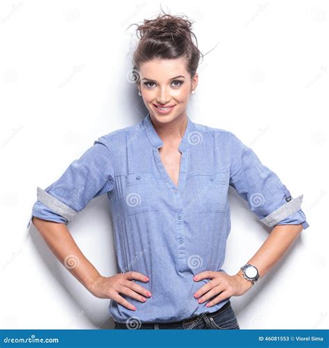 Young Fashion Woman Holding Her Hands On Her Hips Stock Image Image