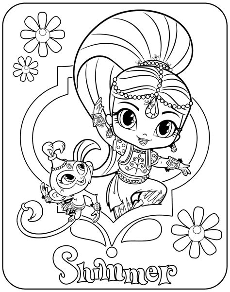 shimmer  shine coloring pages monkey coloring pages cartoon