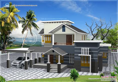 double storied residential rendering home kerala plans