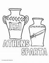 Sparta Coloring Designlooter Drawings Athens Pots Printables History Pages 990px 36kb sketch template