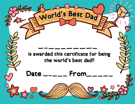 worlds  dad award certificate template  fathers day