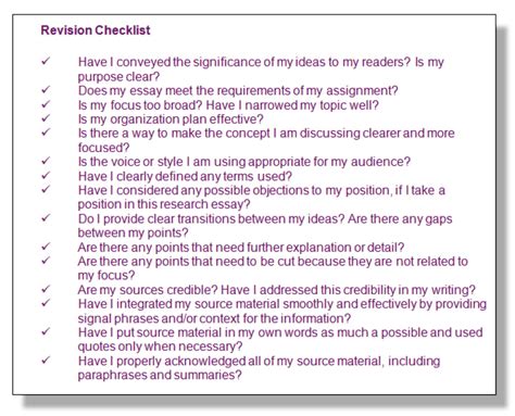 Revision Checklist Excelsior College Owl