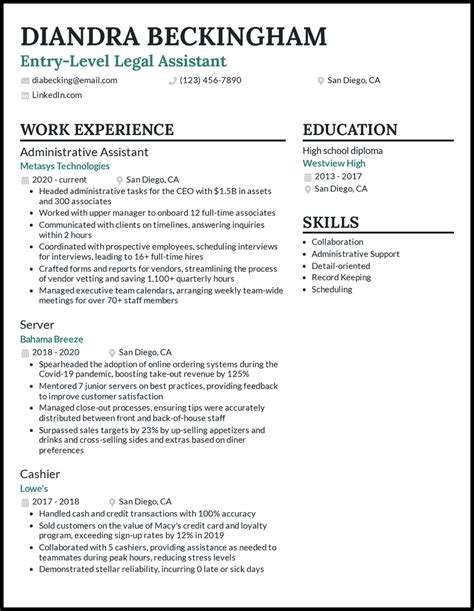 legal assistant resume examples  worked