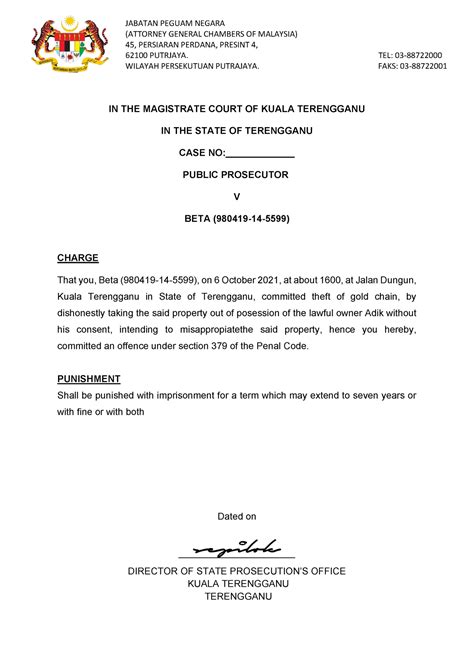 charge sheet jabatan peguam negara attorney general chambers  malaysia