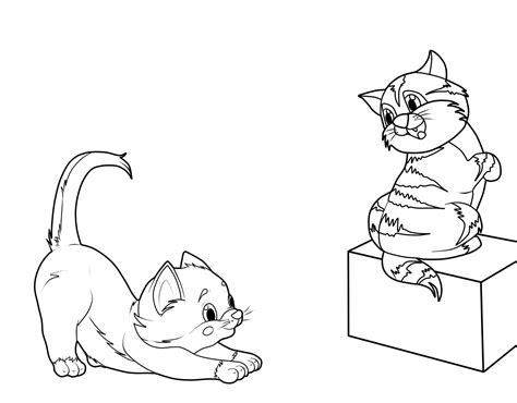 kostenlose malvorlage katzen zwei kätzchen zum ausmalen