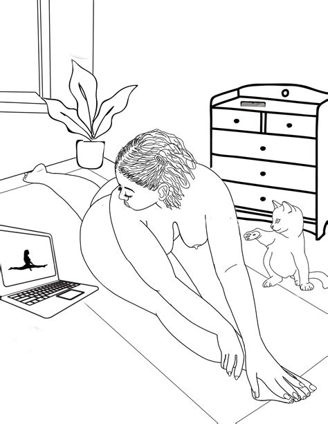 Yogi Digital Coloring Page Erotic Art Print Yoga Line Art Etsy