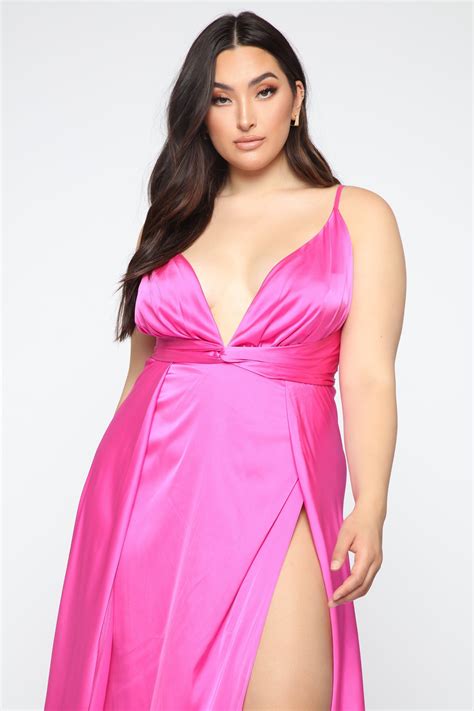 Want You To Stay Satin Maxi Dress Magenta