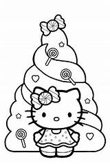 Christmas Coloring Kitty Hello Pages Sheets Two sketch template