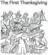 Thanksgiving Coloring Pilgrim Pilgrims Indian Scribblefun Enjoying sketch template