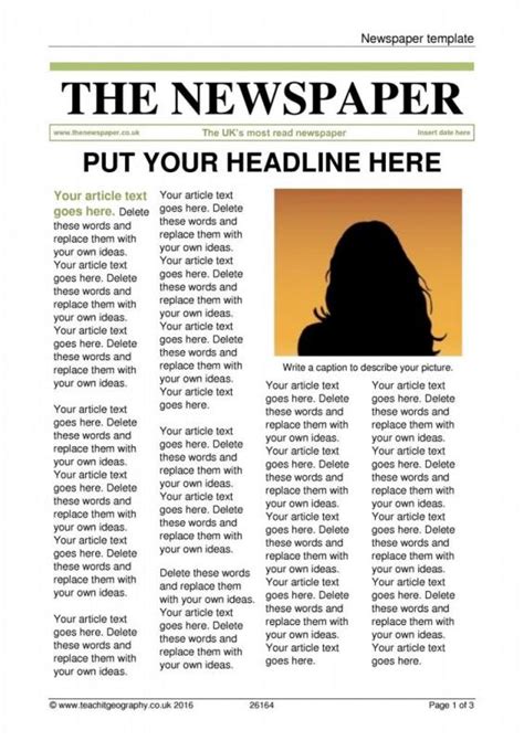newspaper article template template business