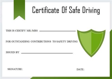safe driving certificate template safe driving certificate template