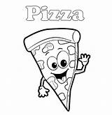 Pizza Coloring Pages Cartoon Printable Waving Slice sketch template