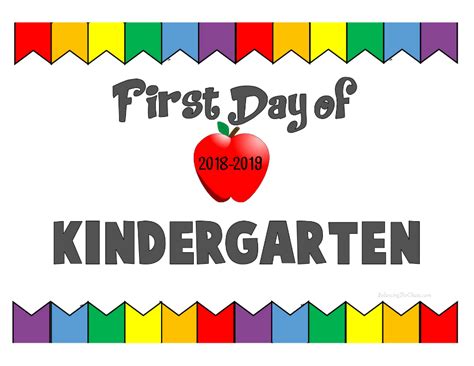 printable  day  kindergarten sign maryandbendy