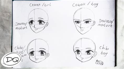 ini dia cara menggambar kepala and wajah anime bagi pemula perbedaan