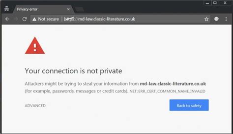 google chrome  connection   private warning