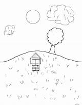 Hill Coloring Pages Tree Colouring Drawing Color Draw Myself Teaching Getdrawings Cierra Landscape Simple Sun Getcolorings Template sketch template