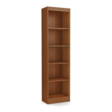 cherry wood finish 71 inch tall skinny 5 shelf space saving bookcase