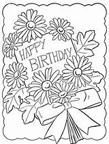 Coloring Birthday Happy Pages Flowers Adult Card Cards Color Printable Kids Colouring Flower Template Cake Mom Drawing Therapy Choose Board sketch template